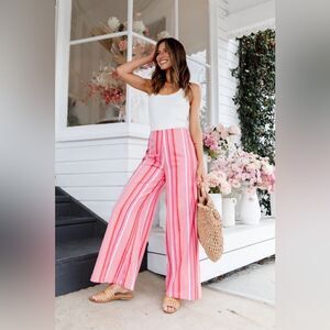 PETAL AND PUP NWT NEW CAMIE WIDE LEG PANT - PINK STRIPE SIZE L striped